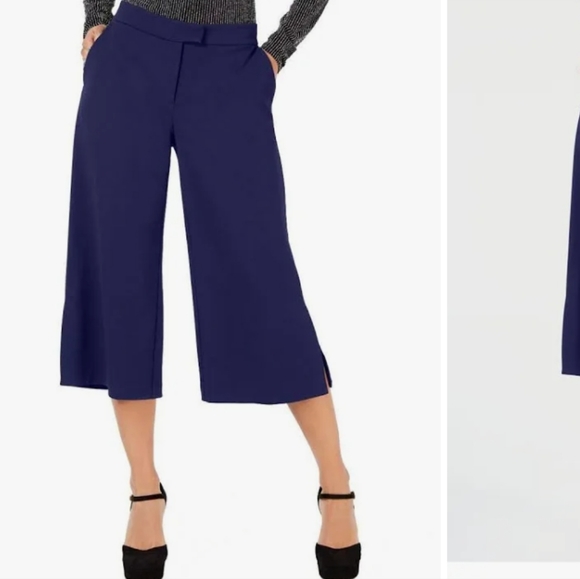 Michael Kors navy blue wide leg cropped pants - Picture 1 of 4